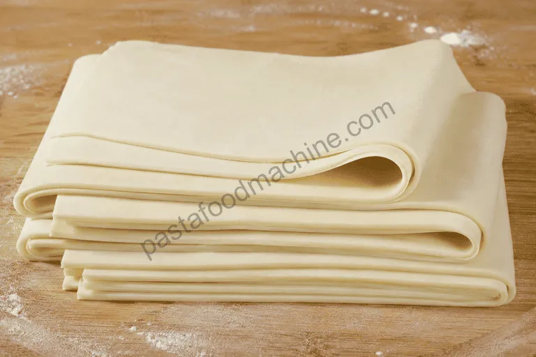 Dough that has been passed through a dough sheeter