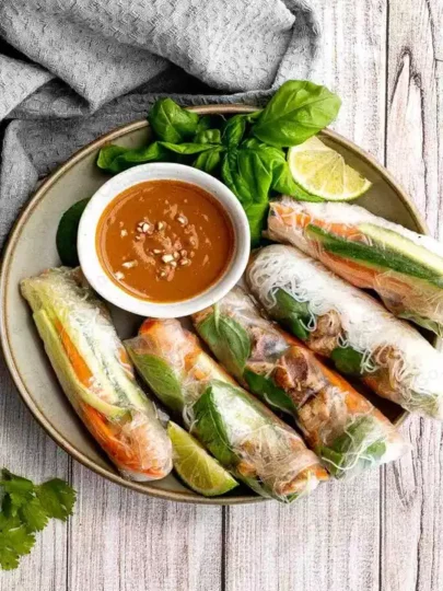 Vietnamese summer rolls with chicken