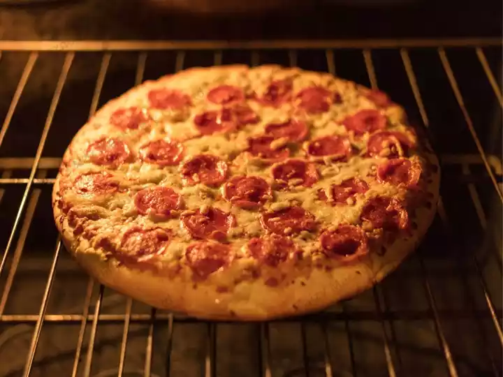 baking pizza in oven