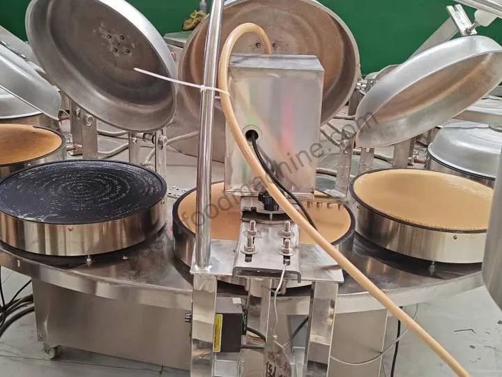 Heated Baking Plates Receive the Batter